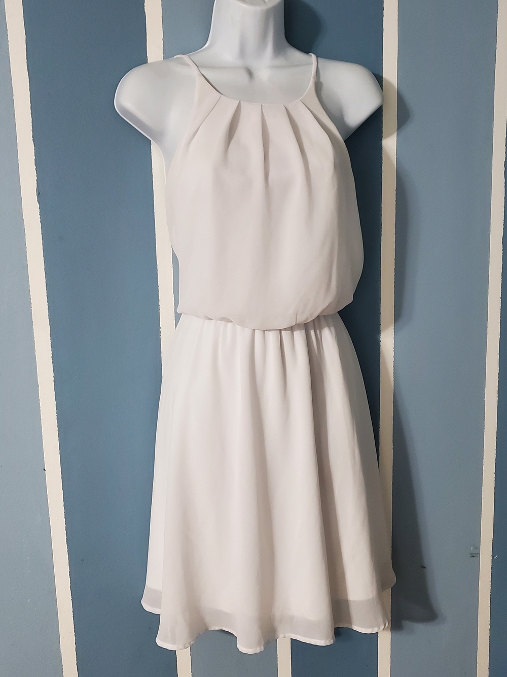 Sleeveless Ivory Halter Midi Dress